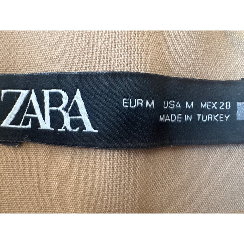 ZARA Camel Tan M High Waisted Tailored Trousers Side Pockets - Picture 5 of 14